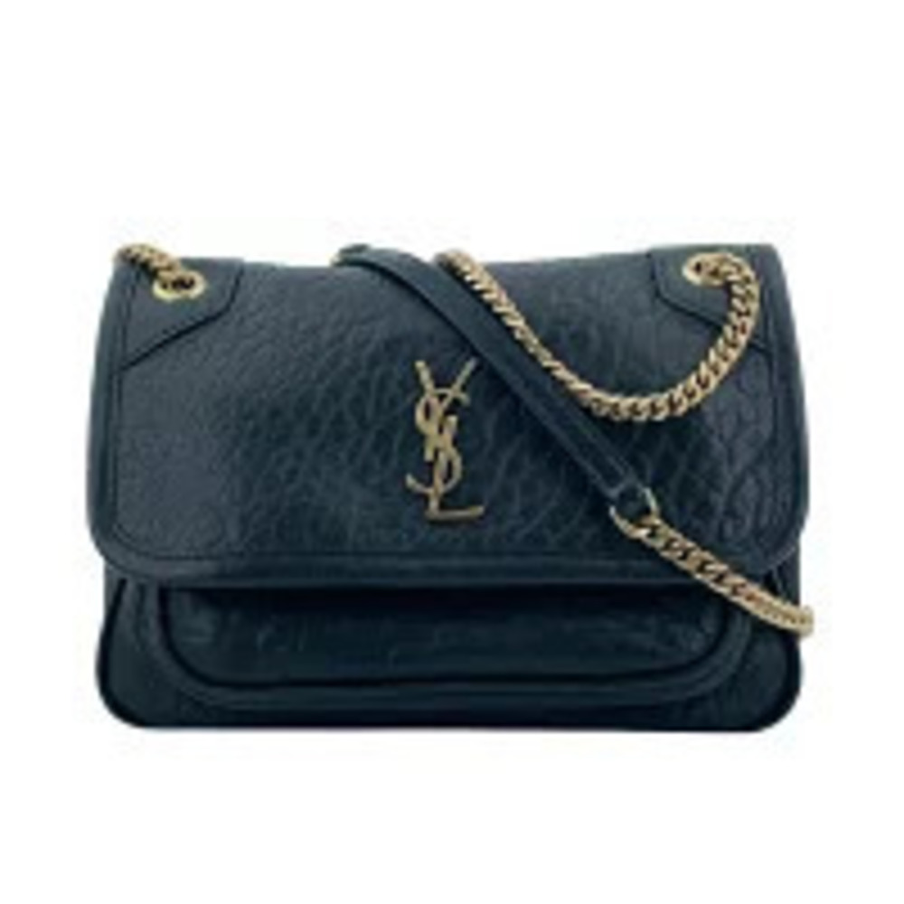 Saint Laurent Niki Shoulder Bag Black Grained Lambskin Leather L Chain